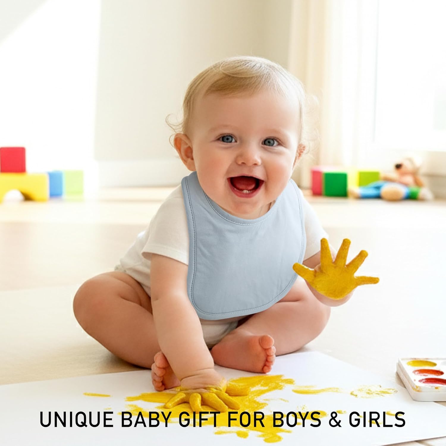 10 Pack Cotton Snap Bibs for Baby Boy Girl, Super Soft Drool Bibs for Teething and Feeding - Image 4