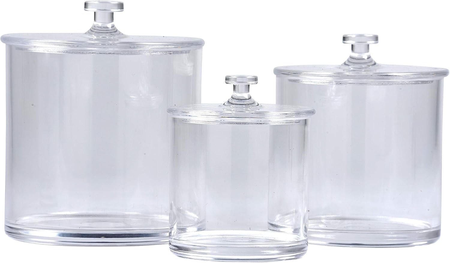 Easyway Multifunctional Acrylic Jars – Plastic Jars – Great Home Decor Pieces – Apothecary Jars Large – Apothecary Jars Bathroom – Bath Bomb Holder (Pack of Three)