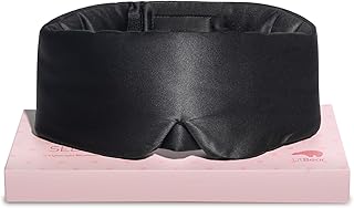 LitBear Masque de sommeil en soie pour les personnes dormant sur le côté, masque pour les yeux pour femmes et hommes, 100% soie de mûrier pure, 22 mommes, bandeau rembourré assorti au visage, bandeau
