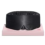 LitBear Silk Sleep Mask for Side Sleeper, Eye Mask Sleeping for Women Men 100% 22 Momme Pure Mulberry Silk, Face-Hugging Padded Eye Cover for Sleeping with Adjustable Band (Black)