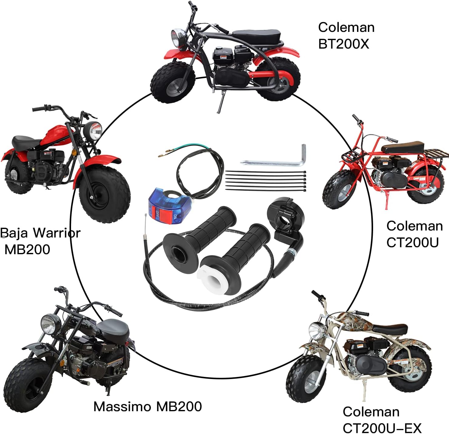 YOXUFA Mini Bike Throttle Kit Replacement for Coleman Minibike CT200U CT200U-EX BT200X Baja DB30 Warrior MB200 Predator 212cc Motovox 196cc 200cc 6.5hp Engine Parts 22mm 7/8 Handle Grip Accessories