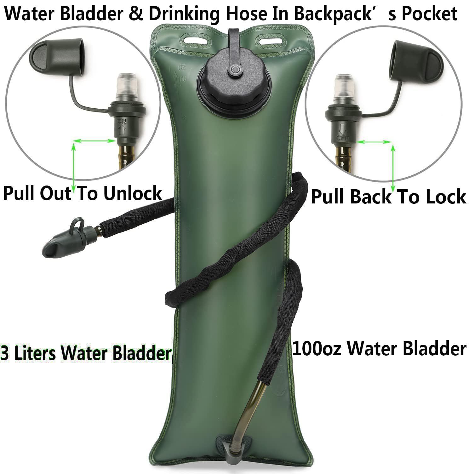 Mochila táctica de hidratación de 3 litros, mochila ligera de almacenamiento de agua, bolsa de almacenamiento de agua, mochila para correr, senderismo, ciclismo, gran apertura