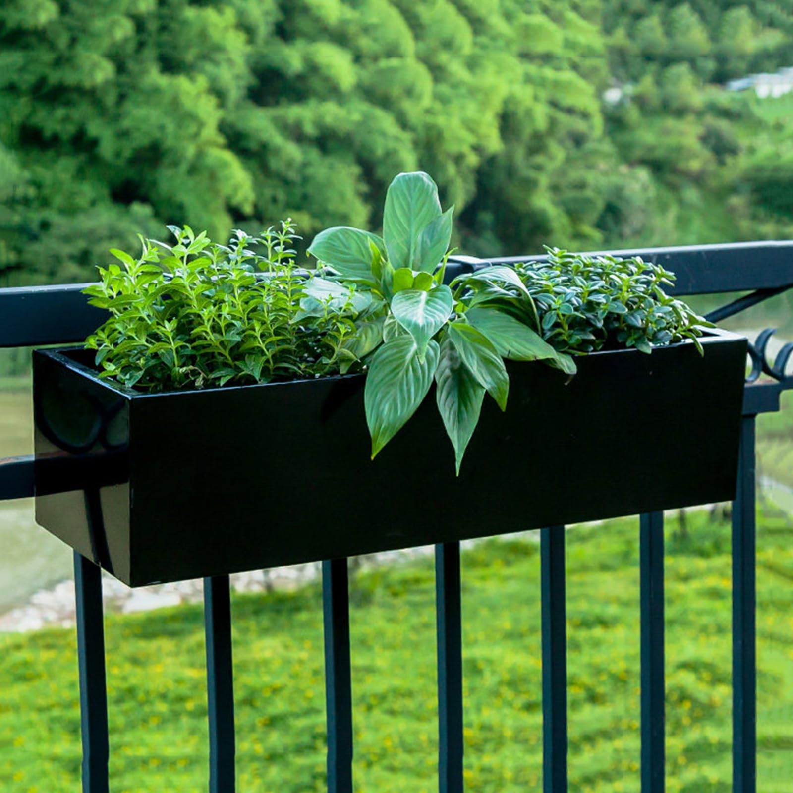 Jardinière en métal 60cm à suspendre pour herbes et légumes de balcon