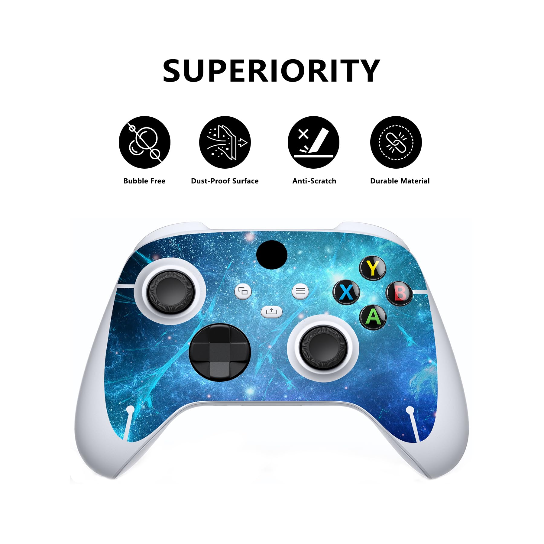 playvital Blue Nebula Custom Vinyl Skins for Xbox Series S, Wrap Decal Cover Stickers for Xbox Series S Console Controller — view 2