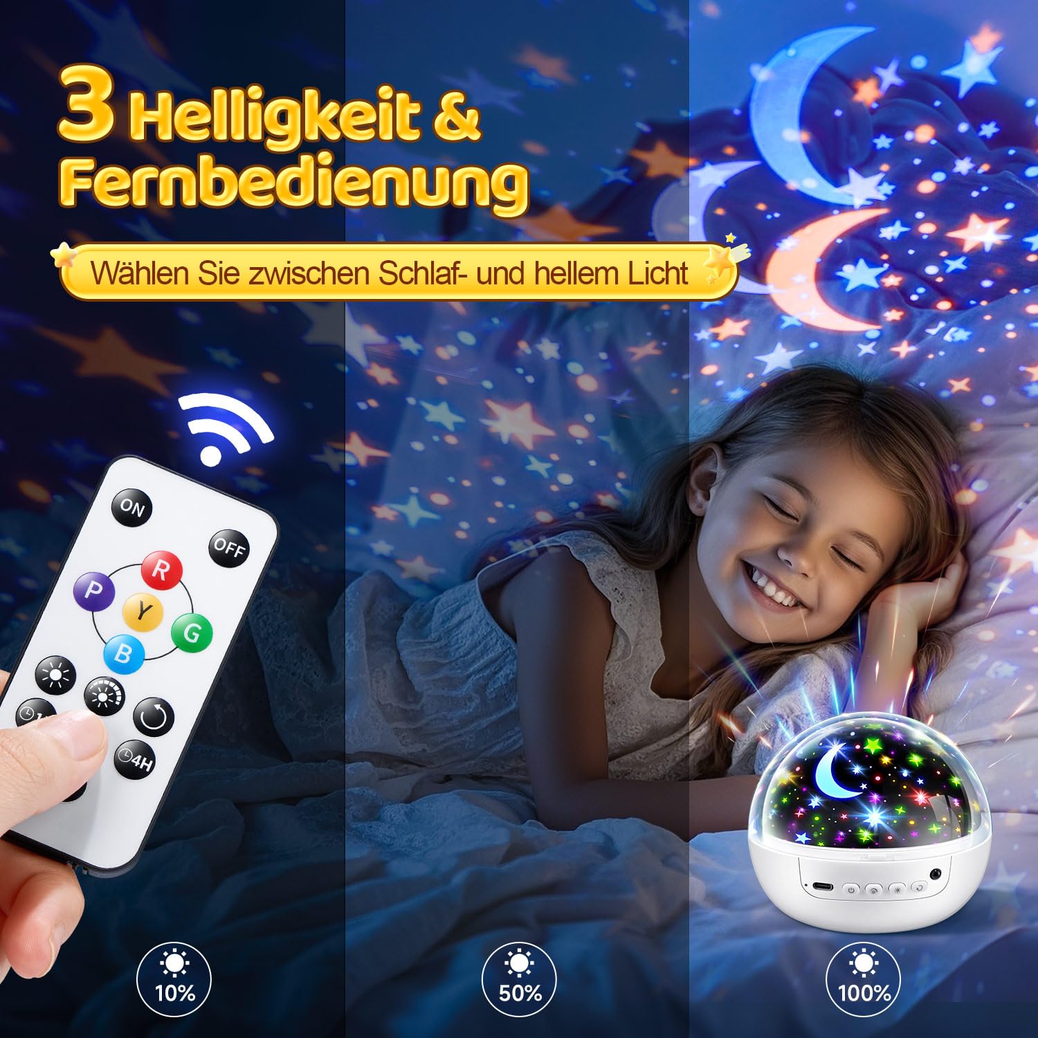 One Fire Proyector de cielo estrellado para niños, 【3 películas+93 efectos+regulable】 Proyector de cielo estrellado, 【Remote+3 Temporizadores+Rotación】 Juguete para niños a partir de 3-7 años, juguete