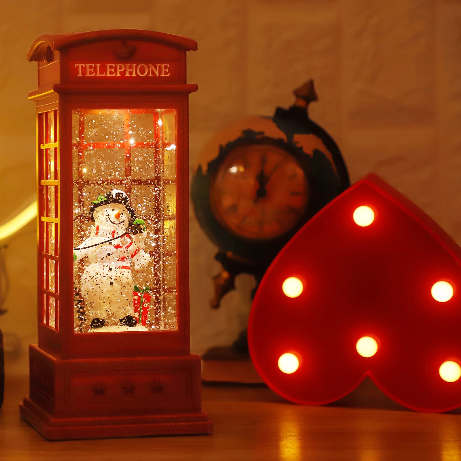 Farol de globos de nieve de Navidad, decoración de Navidad para interiores, luces de agua de Navidad alimentadas por batería o USB, linternas de globo de nieve con música y temporizador, regalos de