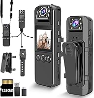 KSADBOSSBO 1080P Body Camera with 180° Rotating Lens, 128GB Storage, 6HR Battery, Night Vision for Police & Civilians