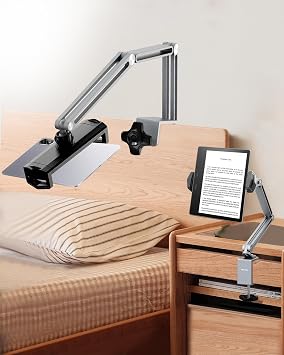 Tablet Stand Holder for Desk Mount, Ultra-Sturdy Phone & iPad Holder with 360  Rotation, Aluminum Adjustable Tablet Arm Holder Mount Fits 4-13" Devices iPad Pro/Air/Mini, Samsung Galaxy