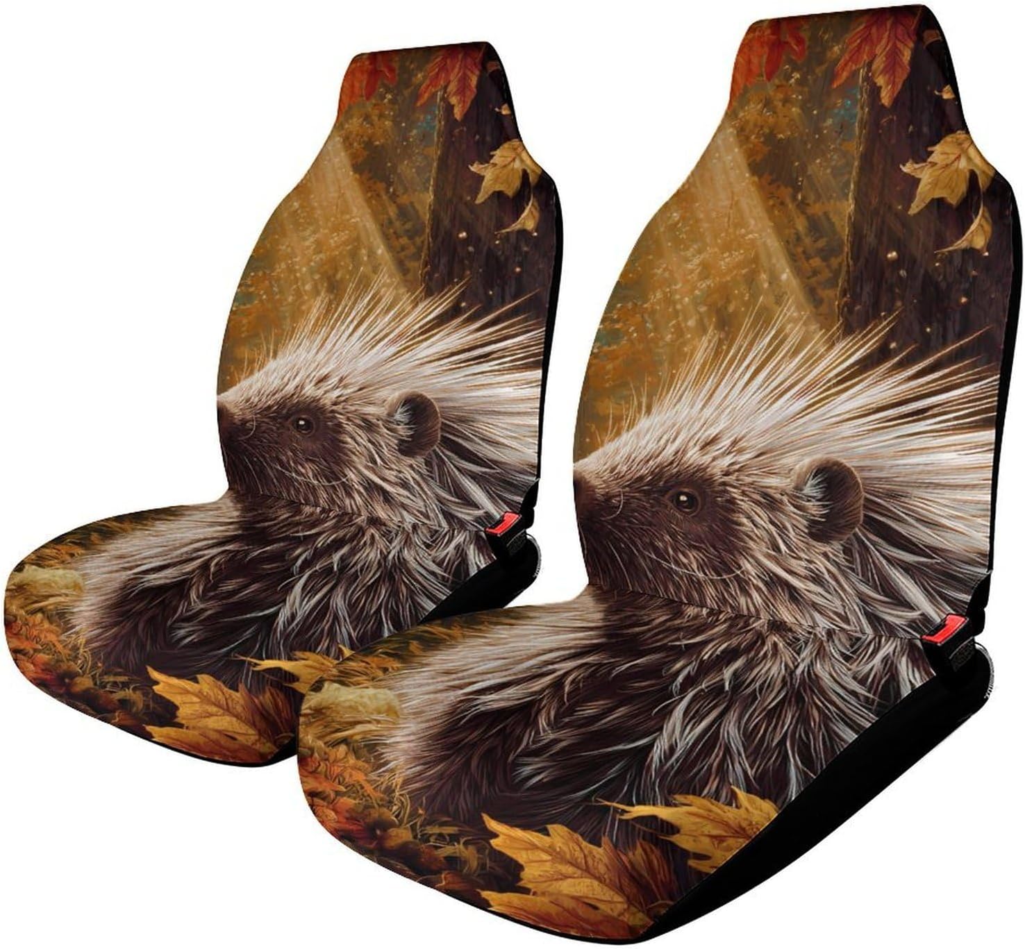 Porcupine Forests Autumn Leaves Car Seat Protector Front Seats Universal Fit Automotive Accessories