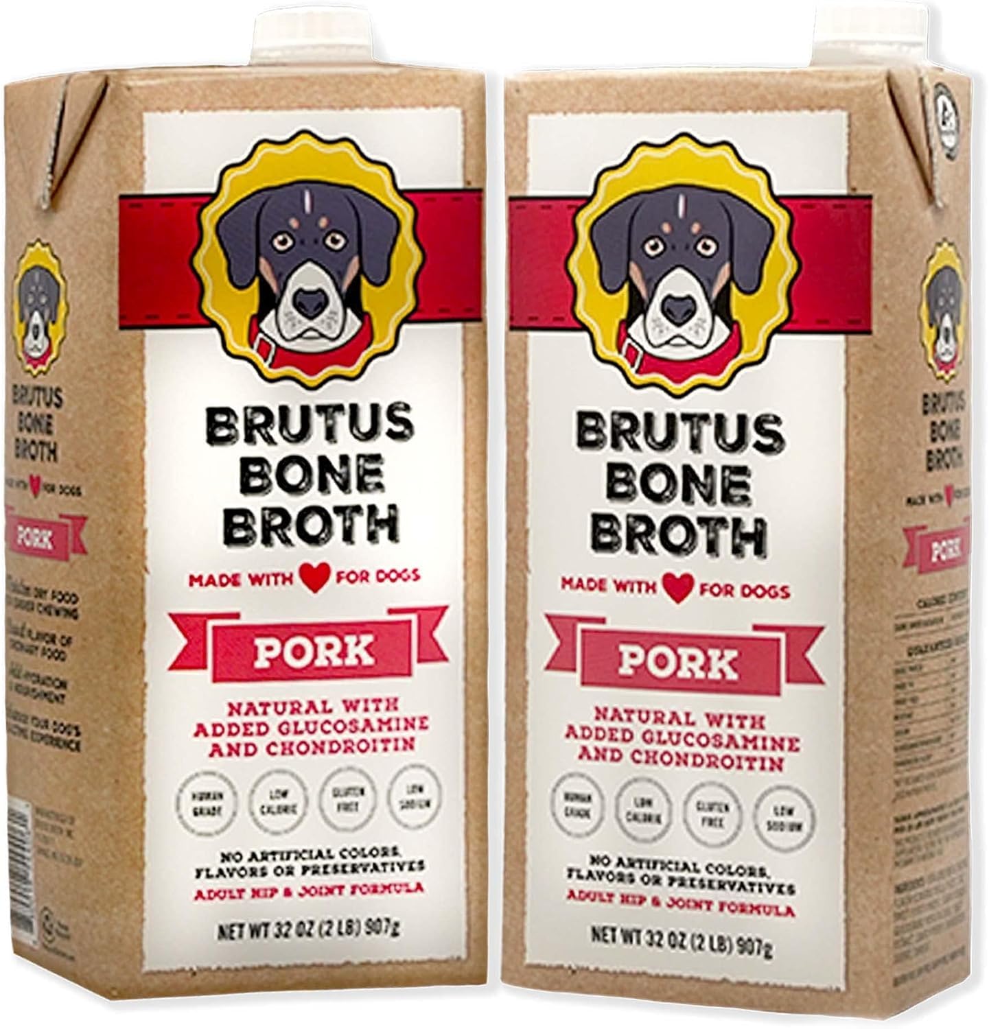 Brutus Bone Brothfor Dogs | All Natural | Made in USA | Glucosamine & Chondroitin for Healthy Joints | Human Grade Ingredients | Hydrating Dog Food Topper, Gravy & Treat (Pork)