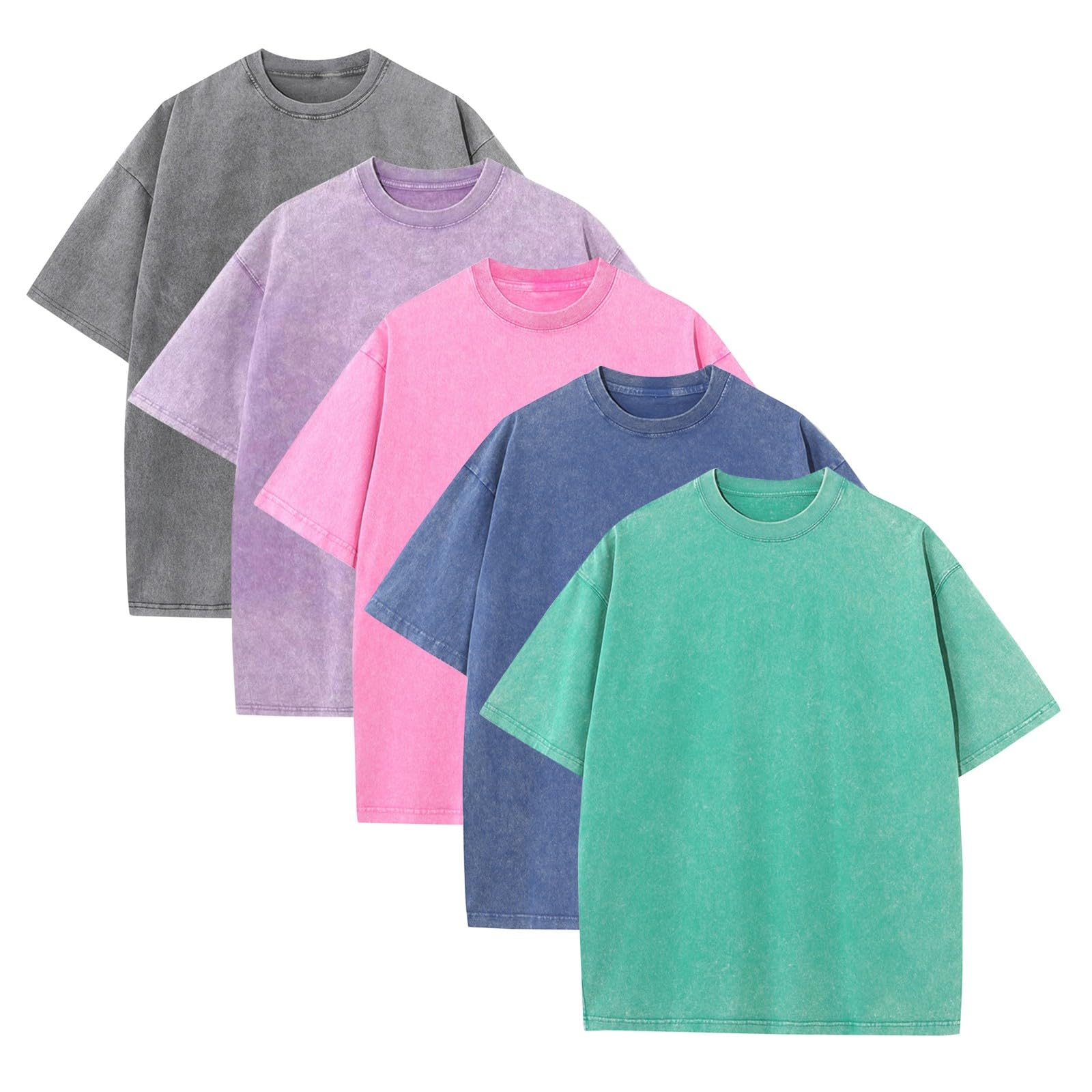 Pacco da 5 Maglietta Running Uomo Manica Corta Magliette Palestra Uomo Girocollo vestibilità Normale Spiaggia Casual Maglia Comodo Traspirante Top per L'uso Quotidiano Confezione da 5