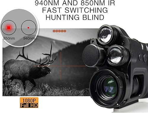 Miniatura 5 de Visión nocturna infrarroja digital, mira telescópica 1-32X con 850 nm y 940 nm HD 1080P para caza de oscuridad total, mira monocular día/noche para