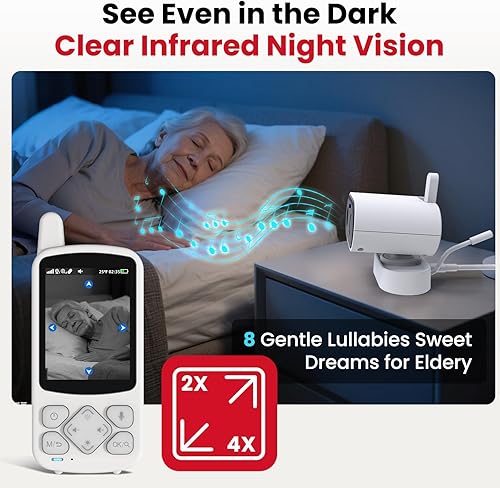 Miniatura 6 de CallToU Monitor de ancianos con cámara y audio, monitores de bebé de conversación de 2 vías para ancianos, sin monitor de video Wi-Fi para ancianos,