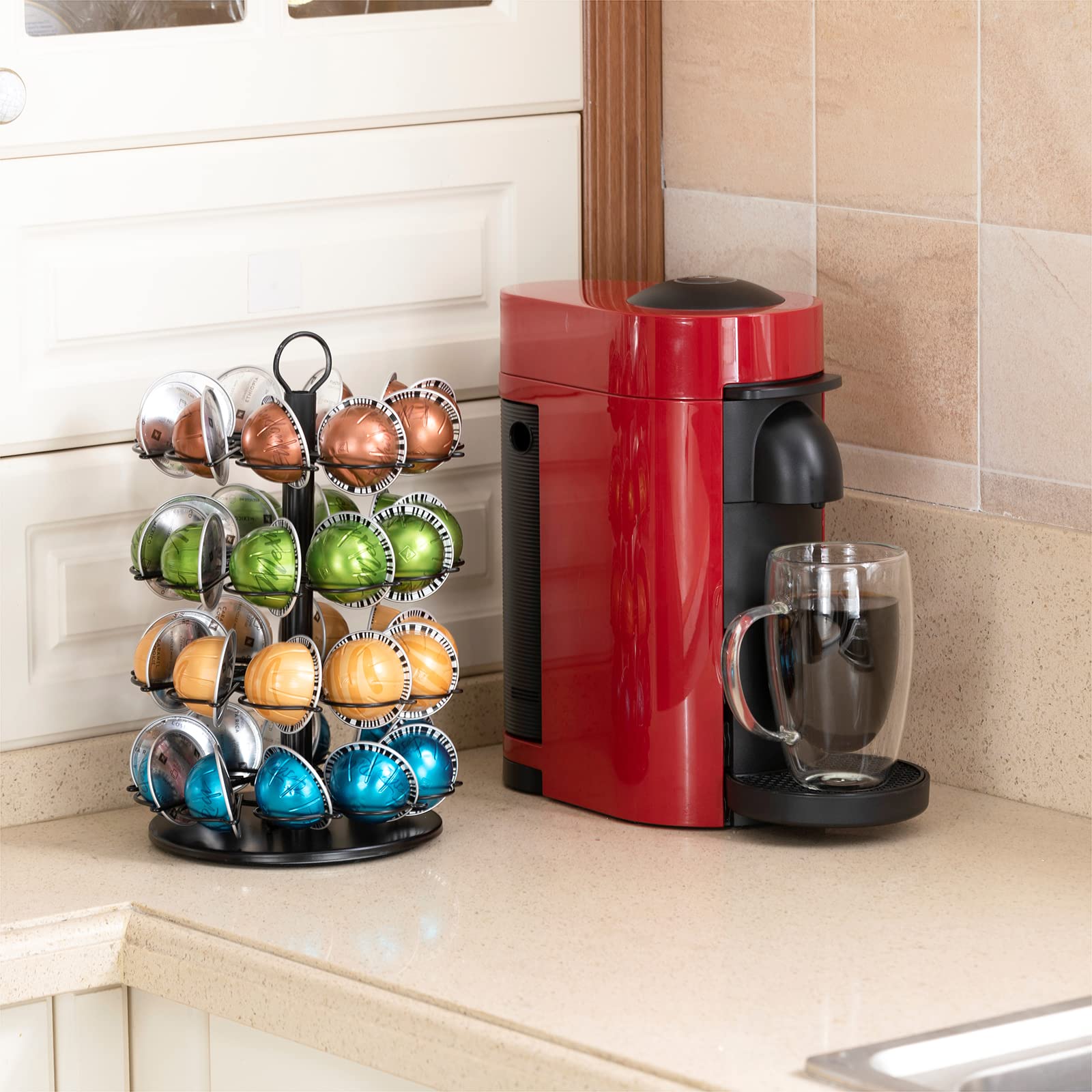 Soporte para cápsulas de café Nespresso con 4 niveles DIY para almacenamiento de cápsulas Vertuoline (capacidad de 40 cápsulas)