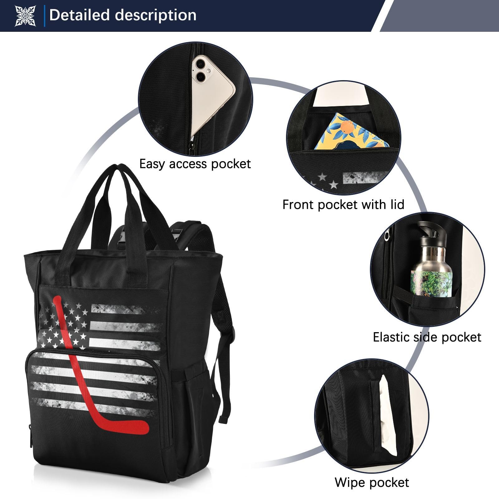 GuoChe Dobby - Mochila para pañales de nailon con múltiples bolsillos