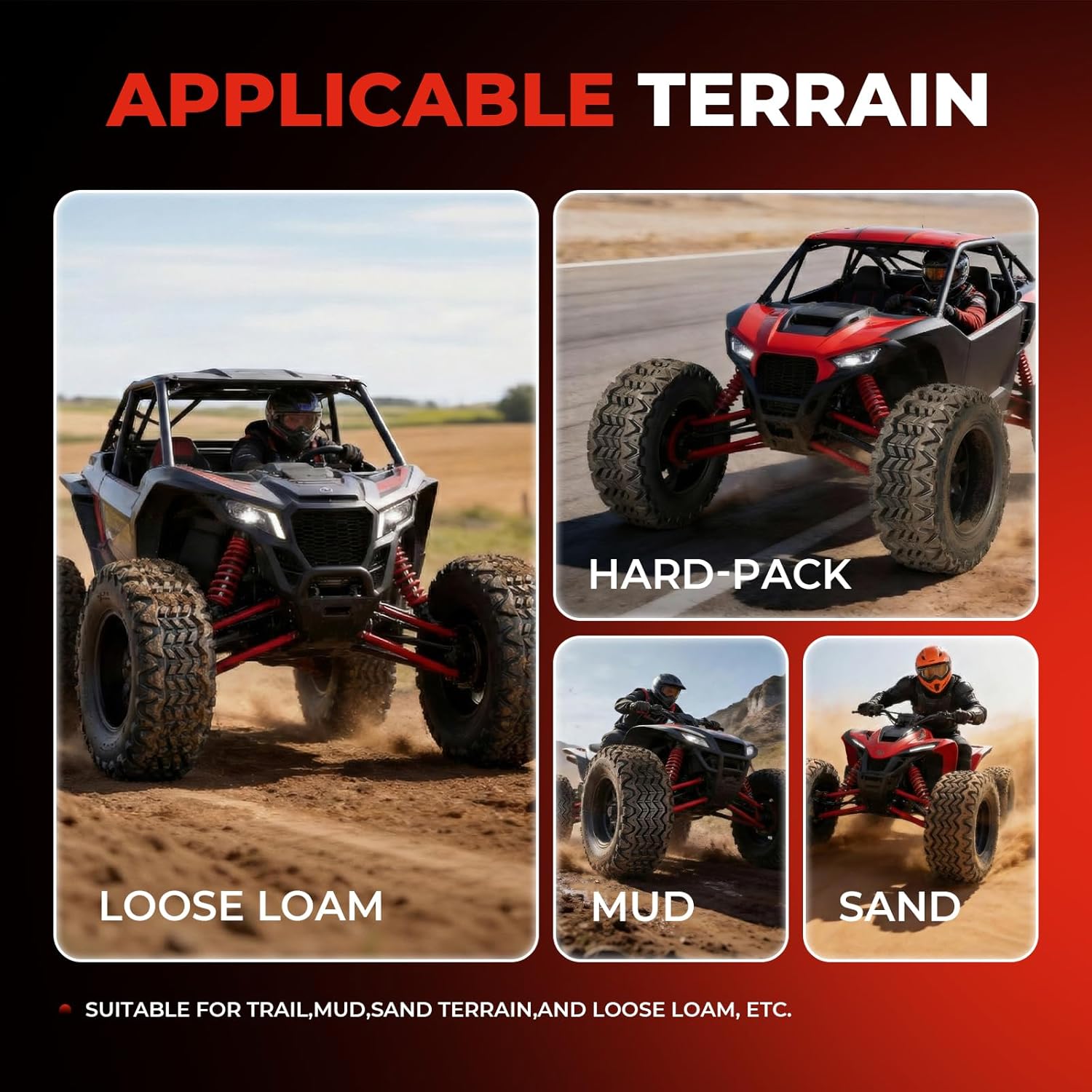 Set of 2 ATV/UTV Tires 23x10.5-12,6PR 23x10.5x12 All-Terrain Tires,Tubeless,Puncture Resistant,Non-Directional Tread