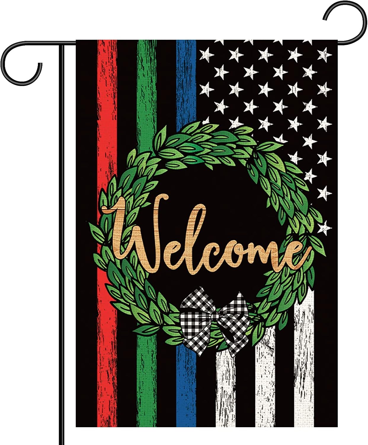 Fourth of July Decoration Burlap Garden Flag, 12x18 Inch Patriotic Welcome Flag, 4th of July Banner for Independence Day/ Veterans Day/ Memorial Day Decoration, Yard Outdoor American Flag Garden Flag