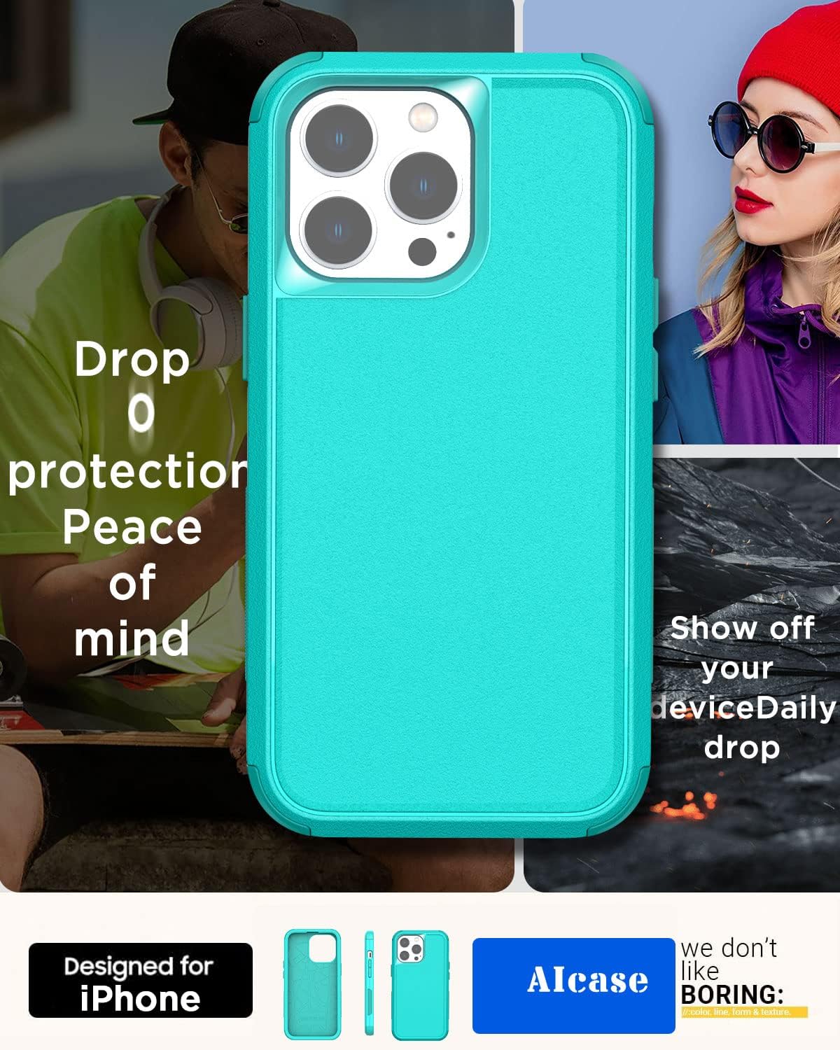 AICase for iPhone 14 Pro Case(6.1")Case,Heavy Duty 3-Layer Rugged Pocket-Friendly Phone Cover,Durable Military Grade Protection Shockproof/Drop Proof/Dust-Proof Protective for iPhone 14 Pro Case 6.1"