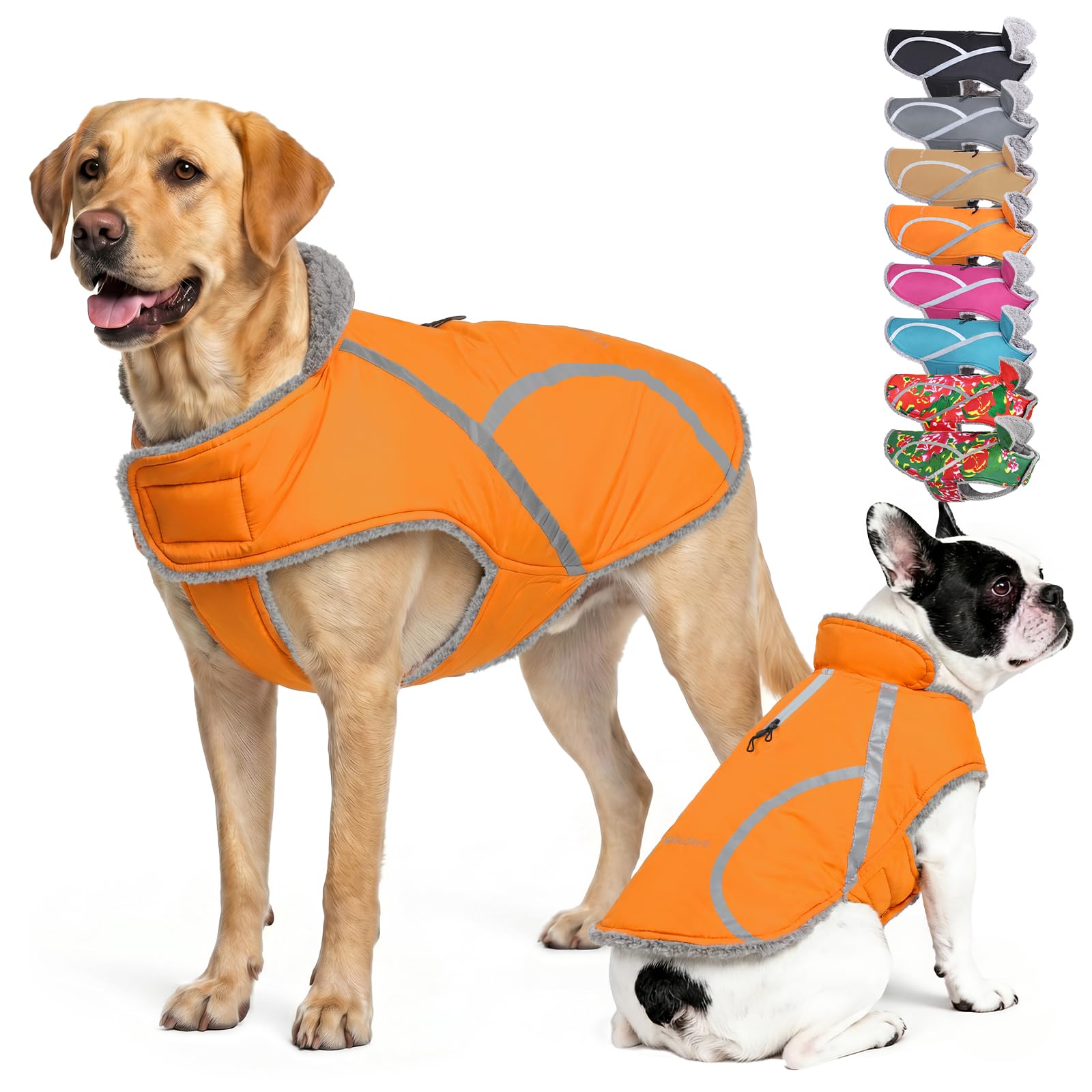 VIVAGLORY Dog Winter Coat Frostfit Dog Jacket Warm, M+, Orange