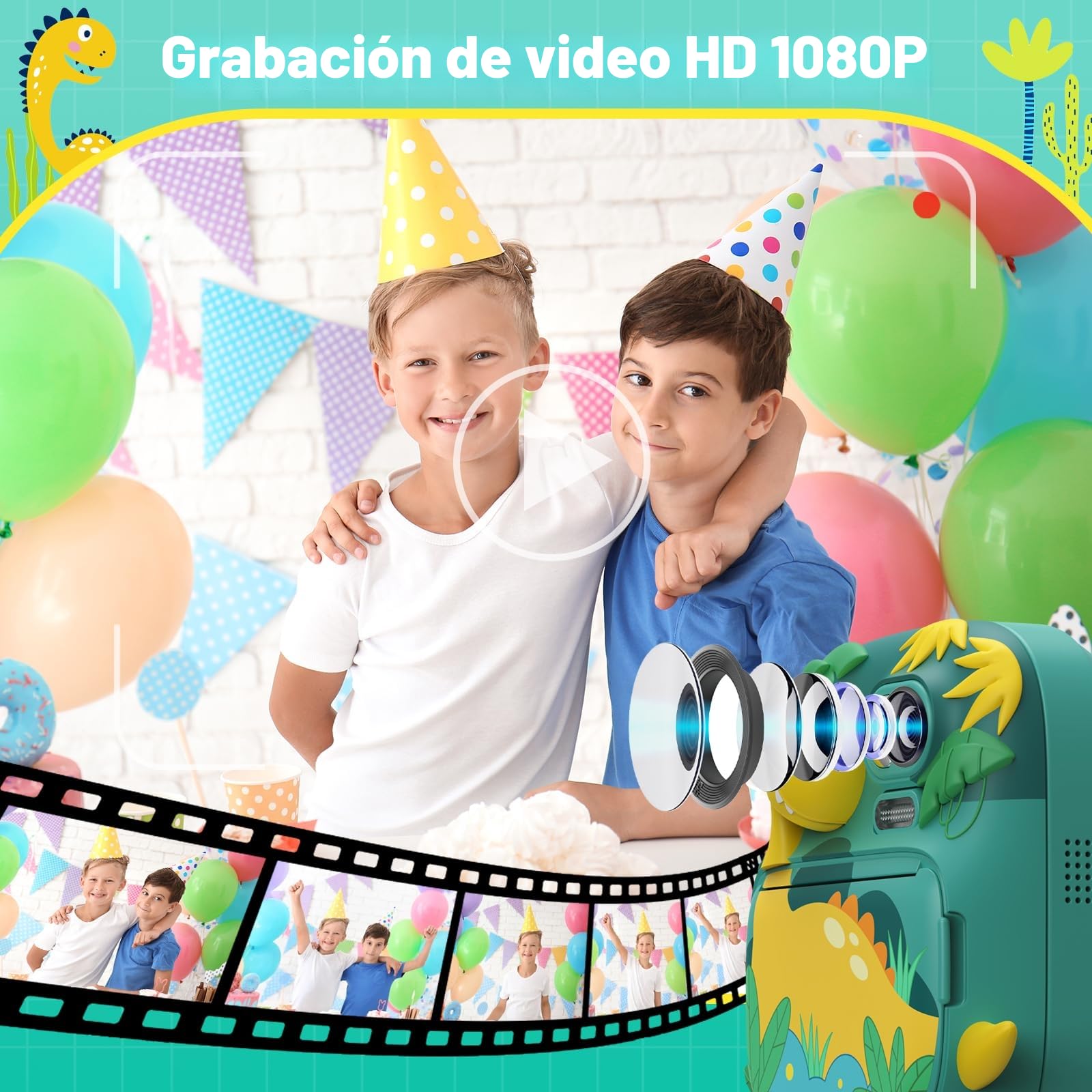 Camara Fotos Infantil Instantanea, CAMCLID 2,4 Pulgada Cámara Instantánea para Niños con Tarjeta de 32GB, Regalo para Niños de 3 a 12 Años(Verde)