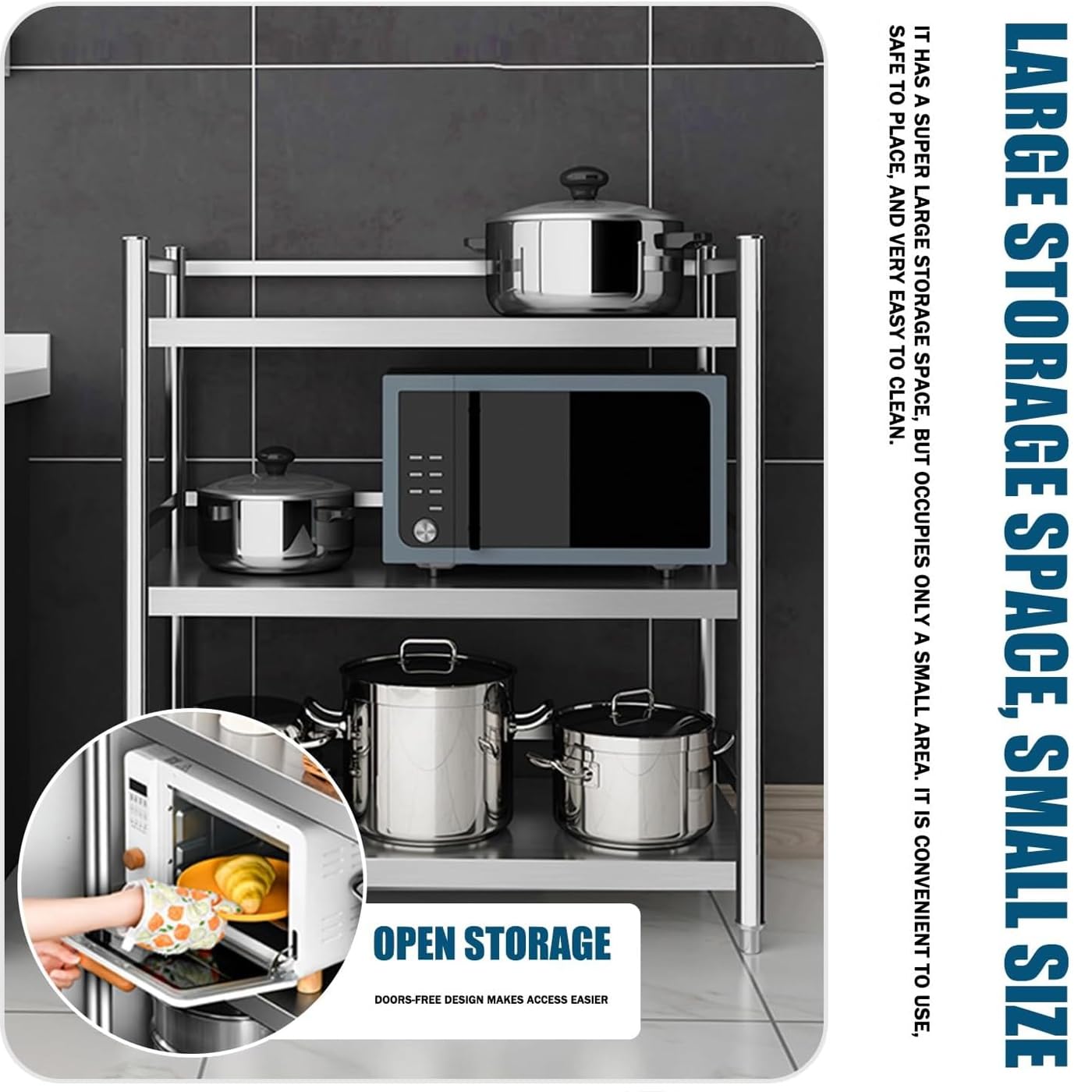 Mesa Acero Inoxidable Mesa De Trabajo Acero Inoxidable Muebles De Cocina para Exteriores Mesa De Trabajo con Barandilla EstanteríA para Cocina 2 Tiers H 95cm L80 x W35 cm