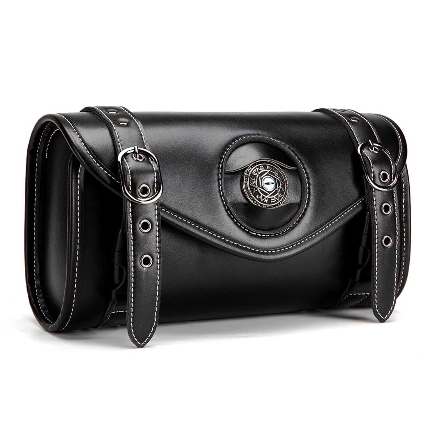 scosao Motorrad Gabel Werkzeugtasche PU-Leder Motor Satteltasche Lenkertasche Seitentasche Lenker Rolltasche für Harley Davidson Dyna Softail Sportster Scooters-A