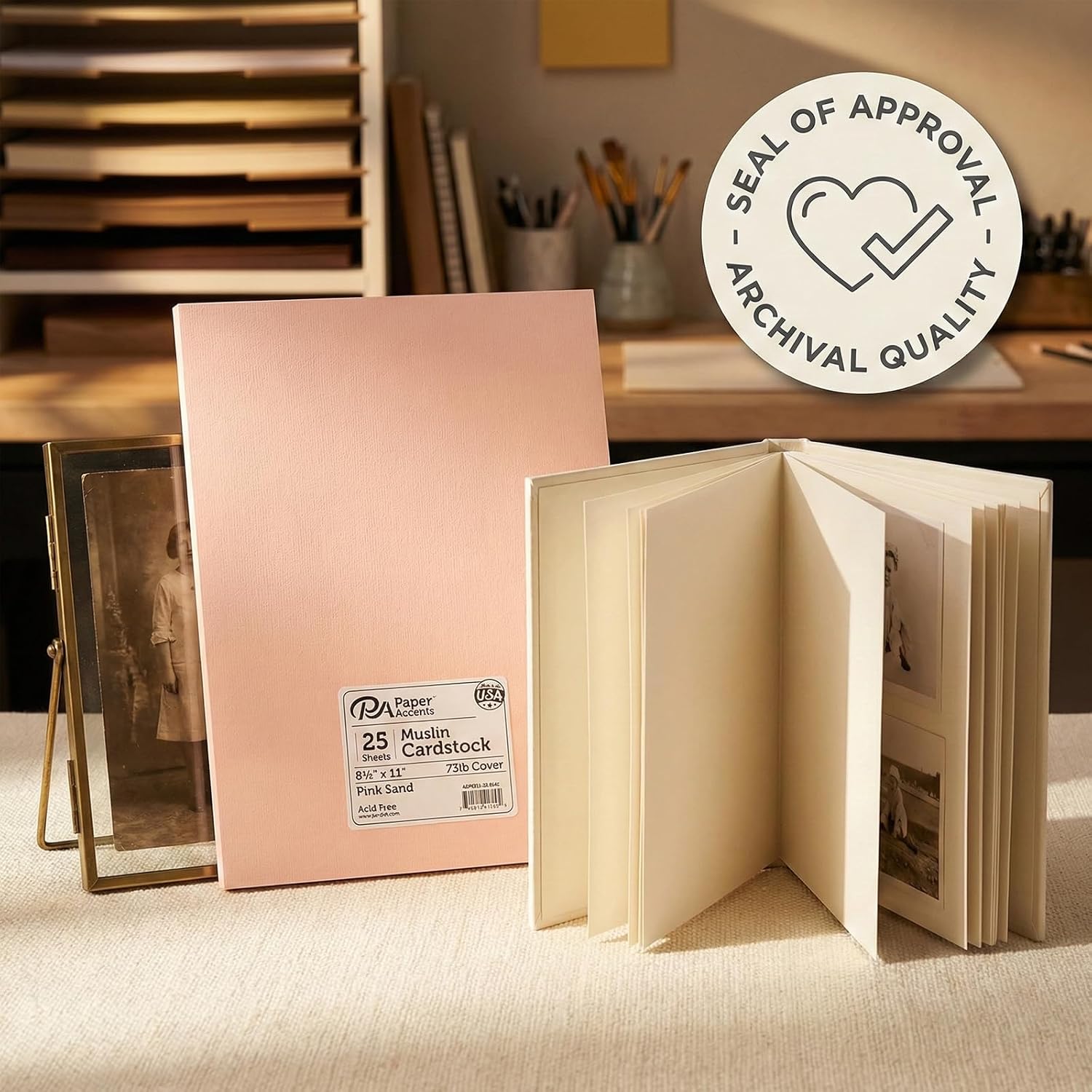 Paper Accents Muslin Texture Cardstock, Pink Sand, 8.5x11 Inch, 25 Pack, 73lb, Scrapbooking Card Making and Crafts