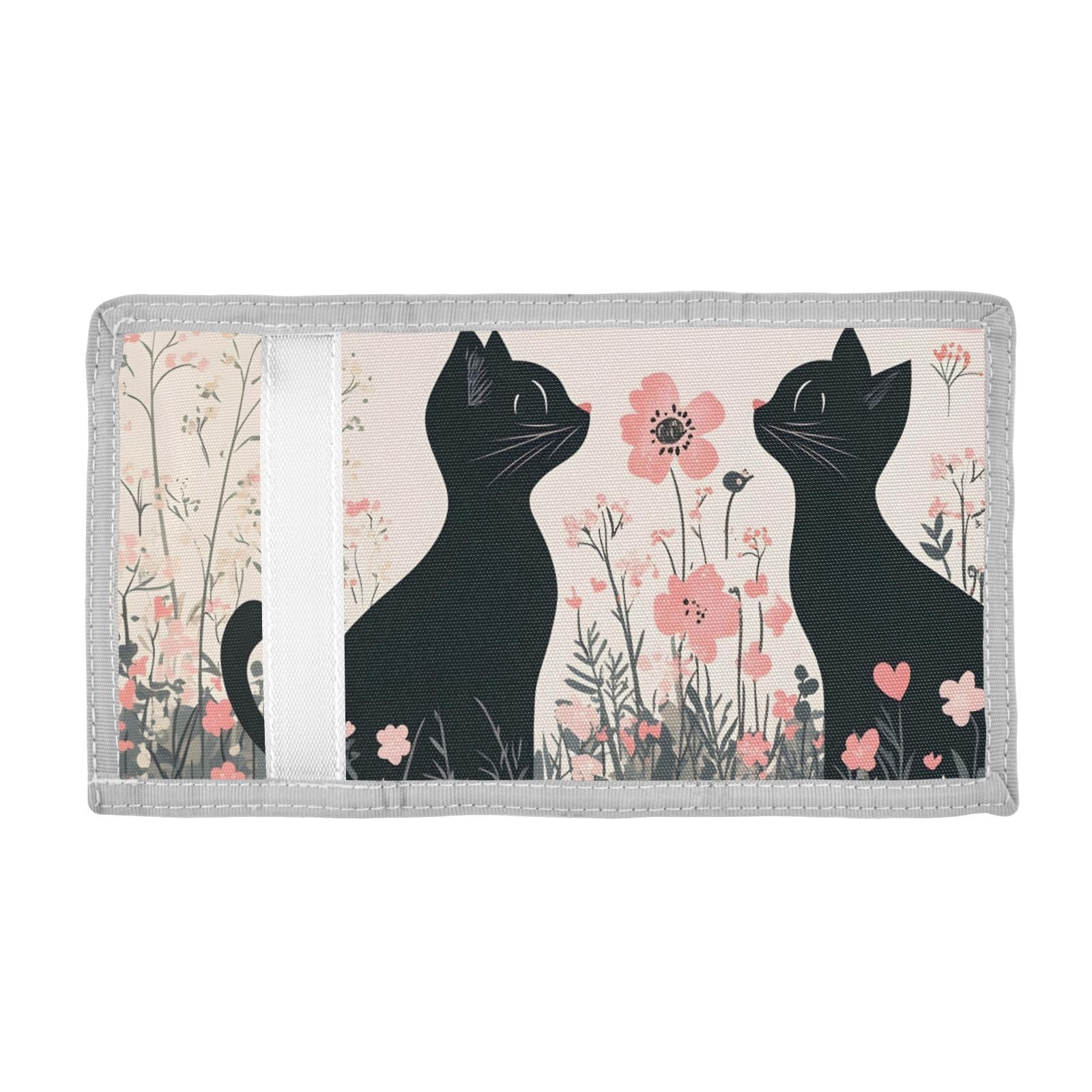 FOLIOSA Kids Wallet for Boys Girls Cats Valentines Print Youth Wallet with Zipper Pocket Card Holders, Novelty Wallet 4.9×2.9 in