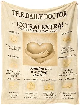 Doctor Appreciation Blanket - Soft Flannel Throw Blanket 60x50, Thoughtful Thank You Gift for Doctors, Physicians, Retirement Gifts, Healthcare Workers, Medical Professionals Gift Idea