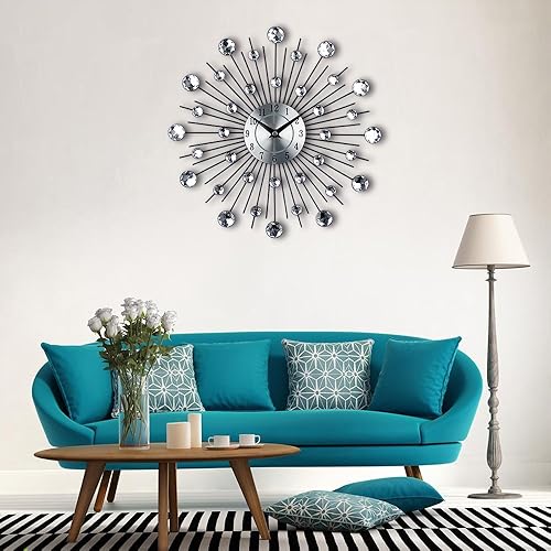 Miniatura 5 de Reloj de pared de cristal  Reloj de pared decorativo de metal hecho a mano para sala de estar, dormitorio, espacio de oficina
