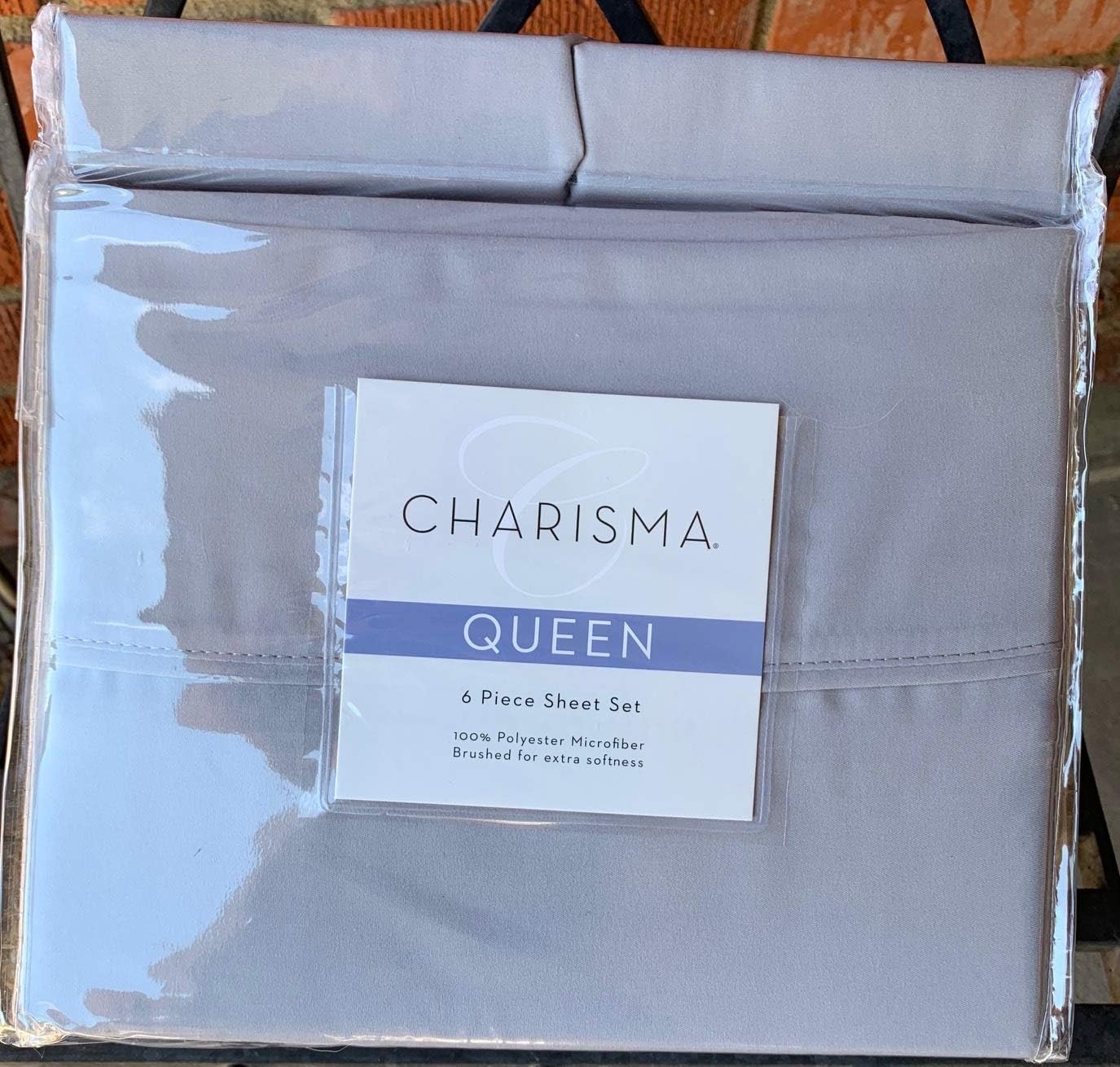 CM Queen Gray Grey Charisma Microfiber 6 Piece Sheet Set