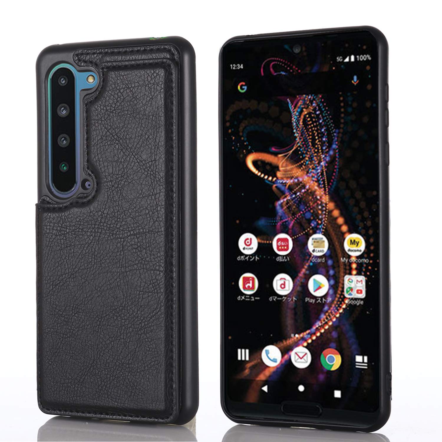 Amazon.co.jp: 【 Viesa 】 背面カード 手帳型ケース AQUOS R5G  