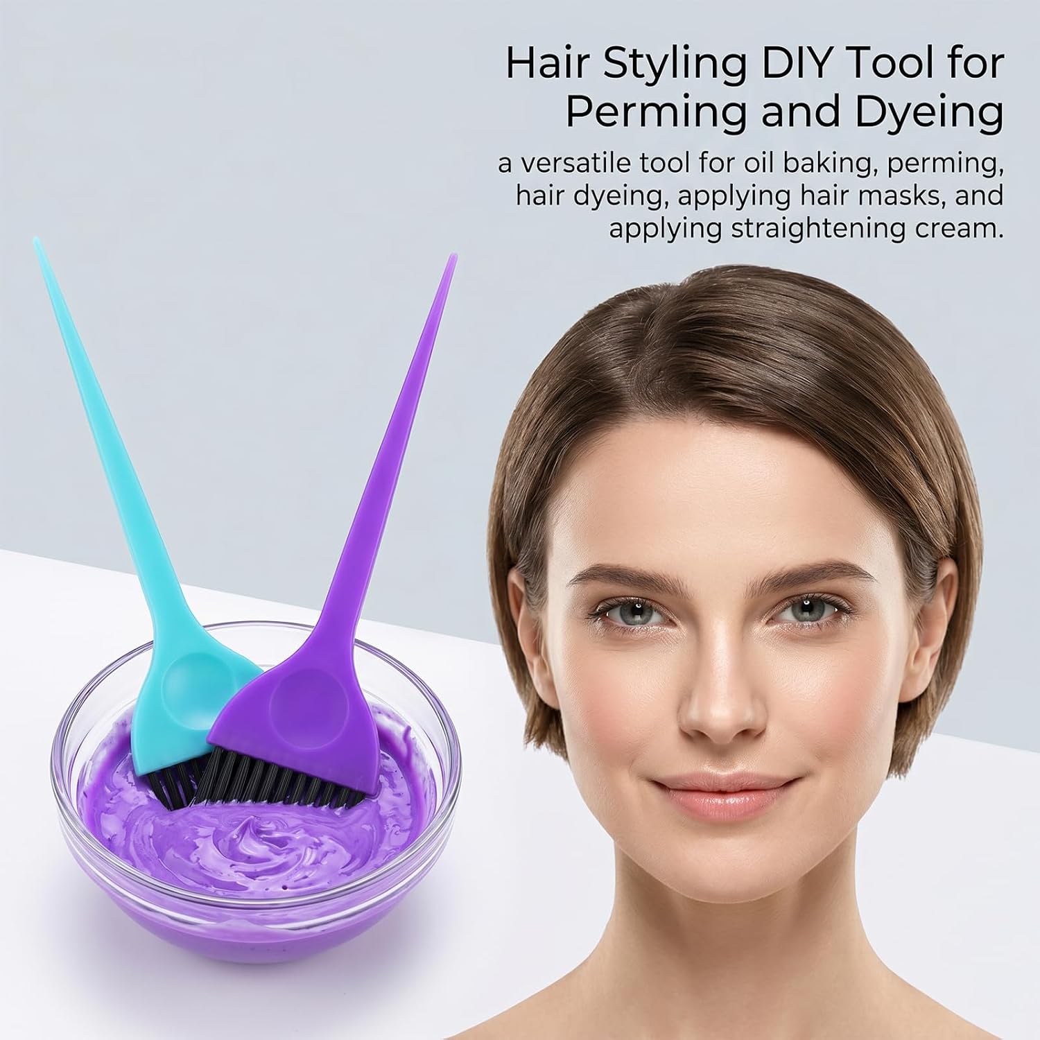 6 Pcs Hair Color Brush, Hair Dye Brush Set Reusable Hair Coloring Brushes for HairStylist Color Tint Applicator for Women Men Salon Use and Home DIY Dyeing (6 Colors)