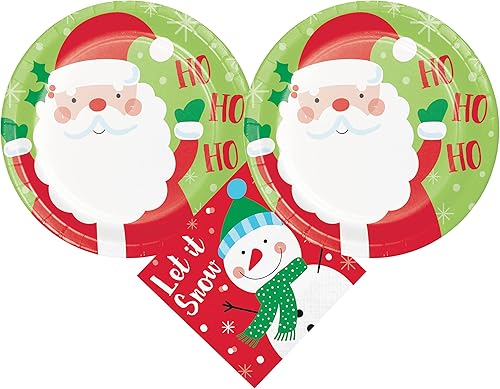 Paquete de platos y servilletas de papel para vacaciones con platos y servilletas para 16 invitados