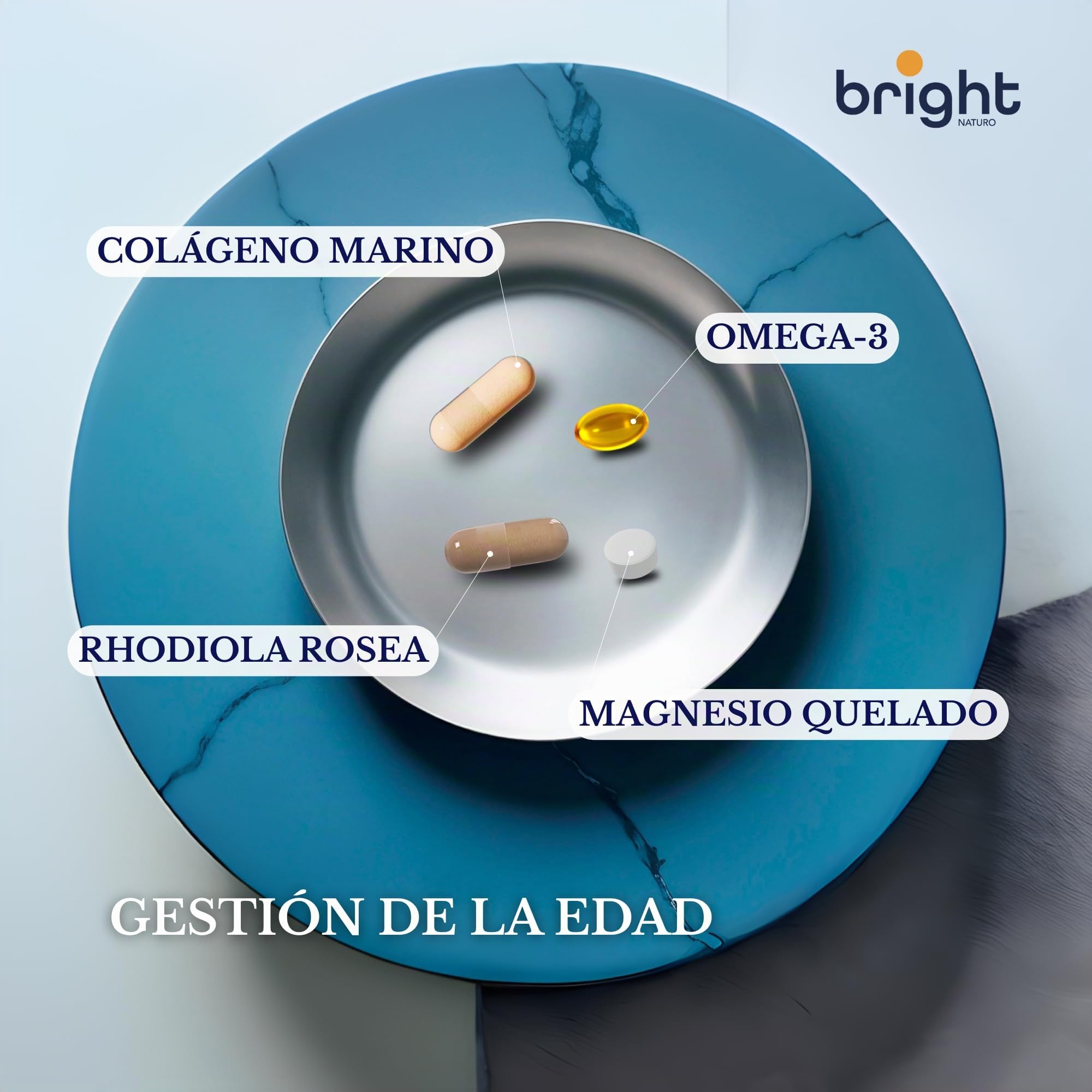 Colágeno marino hidrolizado Ácido-hialurónico + Magnesio Quelado + Omega 3 + Rhodiola Rosea- tu aliado esencial para preservar la juventud, vitalidad y regeneración del cuerpo | 28 Dosis Diarias