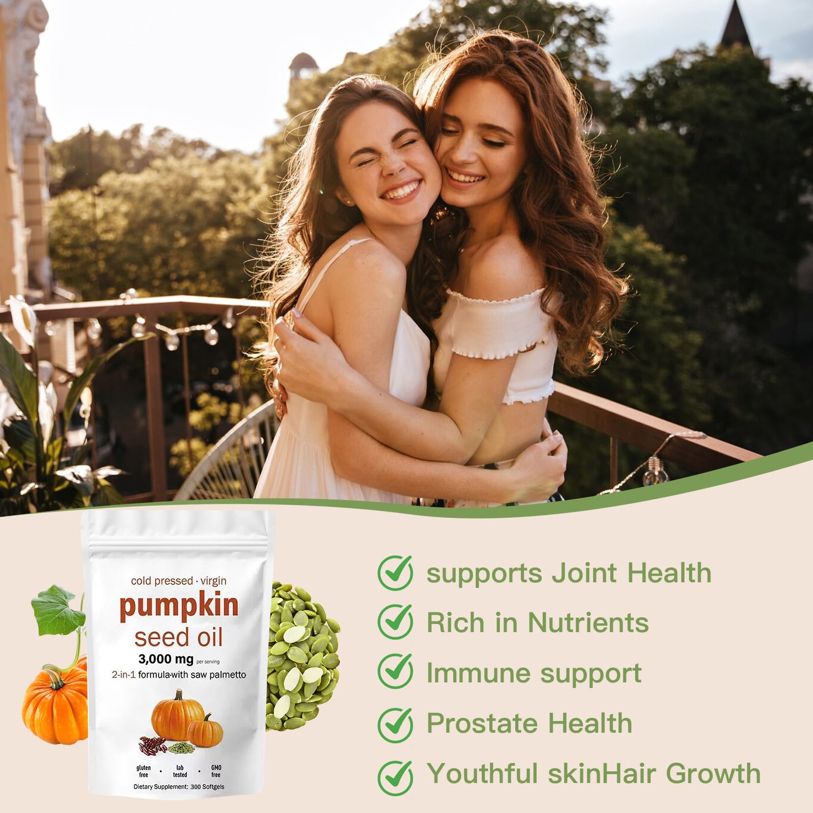 Pumpkin Seed Oil Capsules with Saw Palmetto, 300 Softgels — Amazon image 6