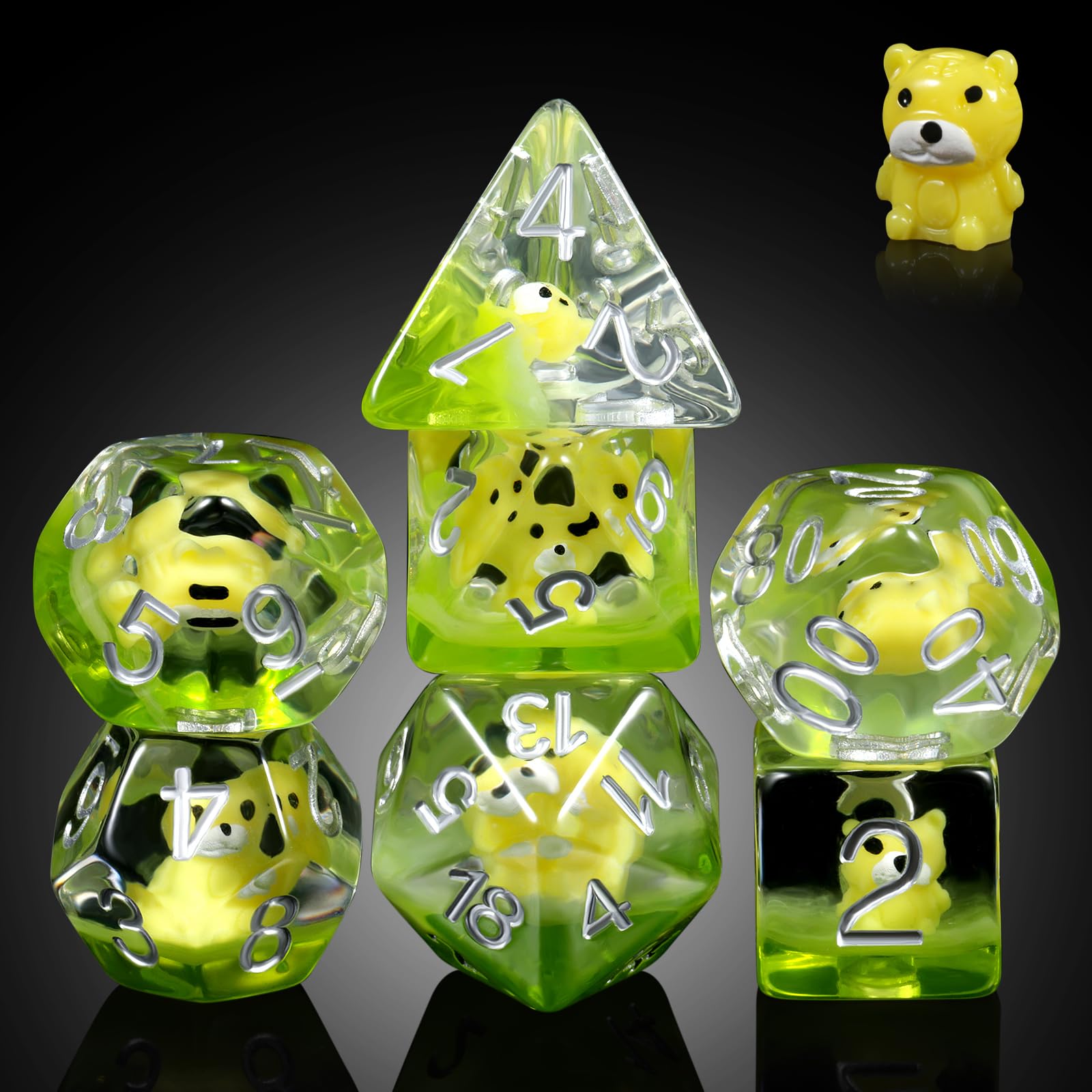 Tiger DND Dice Set, DNDND Resin 7 Die with Velvet Bag for Dungeons and Dragons D&D Rolling Games and Tabletop Games(Tiger)