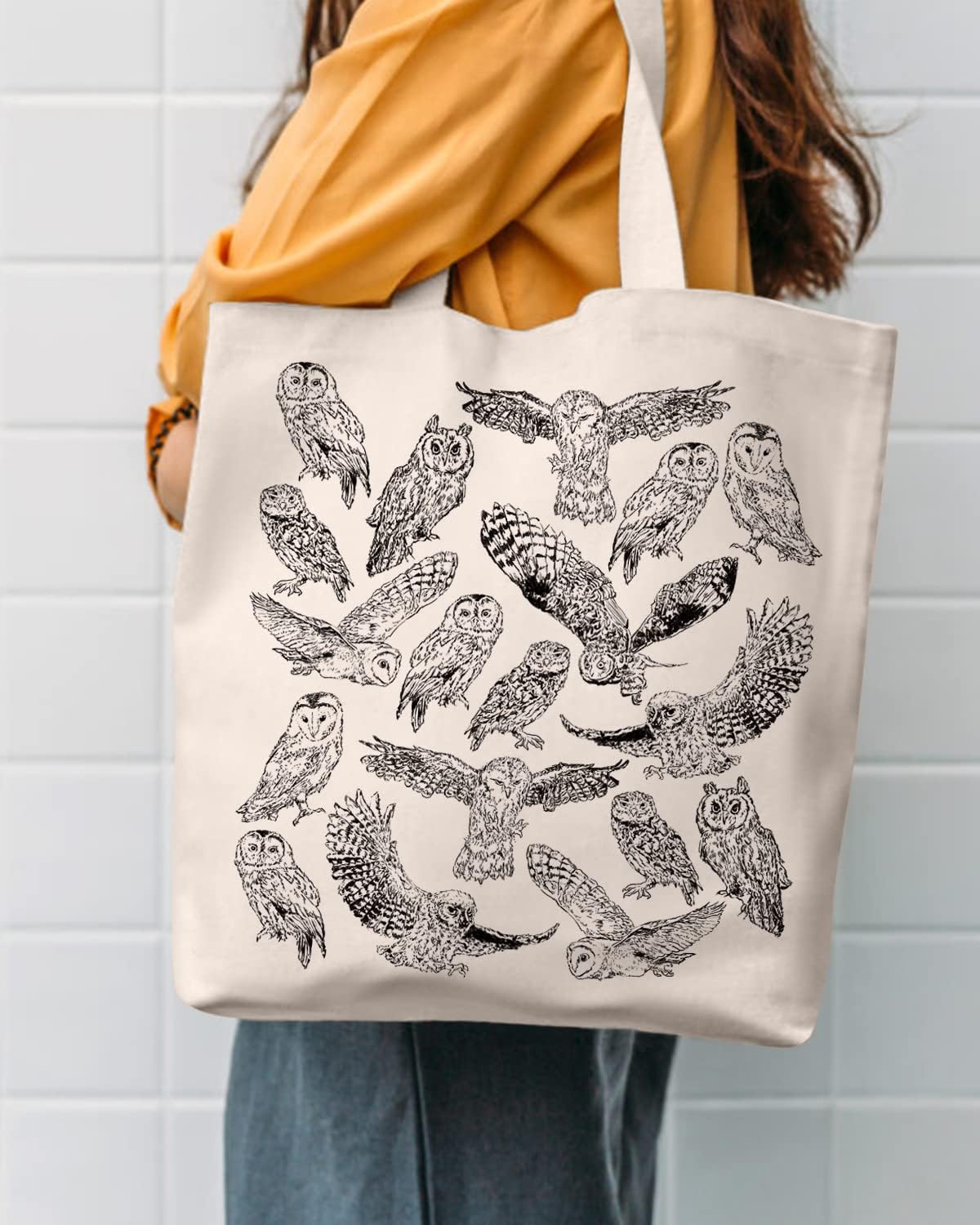 AUSVKAI Canvas Tote Bag Aesthetic for Women, Cute Reusable Cloth Cotton Bags for Shopping Beach Grocery image 2