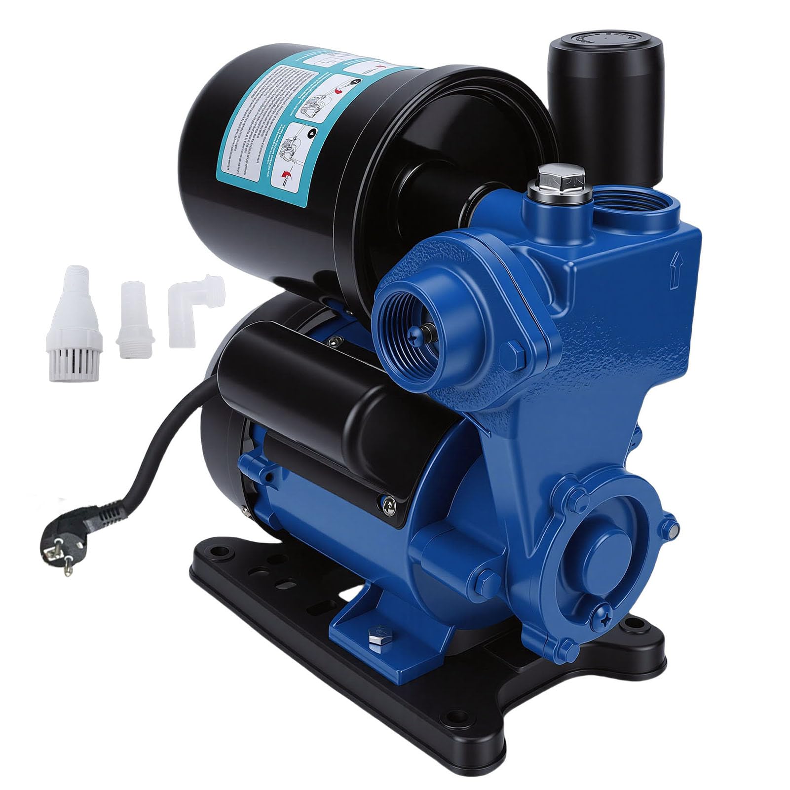 Ausla Pompa Booster Autoadescante con Serbatoio a Pressione, Pompa a Getto per Pozzi Poco Profondi da 1 per Aumento della Pressione dell'Acqua e Irrigazione del Prato 40 L/min (Spina europea 220 V)