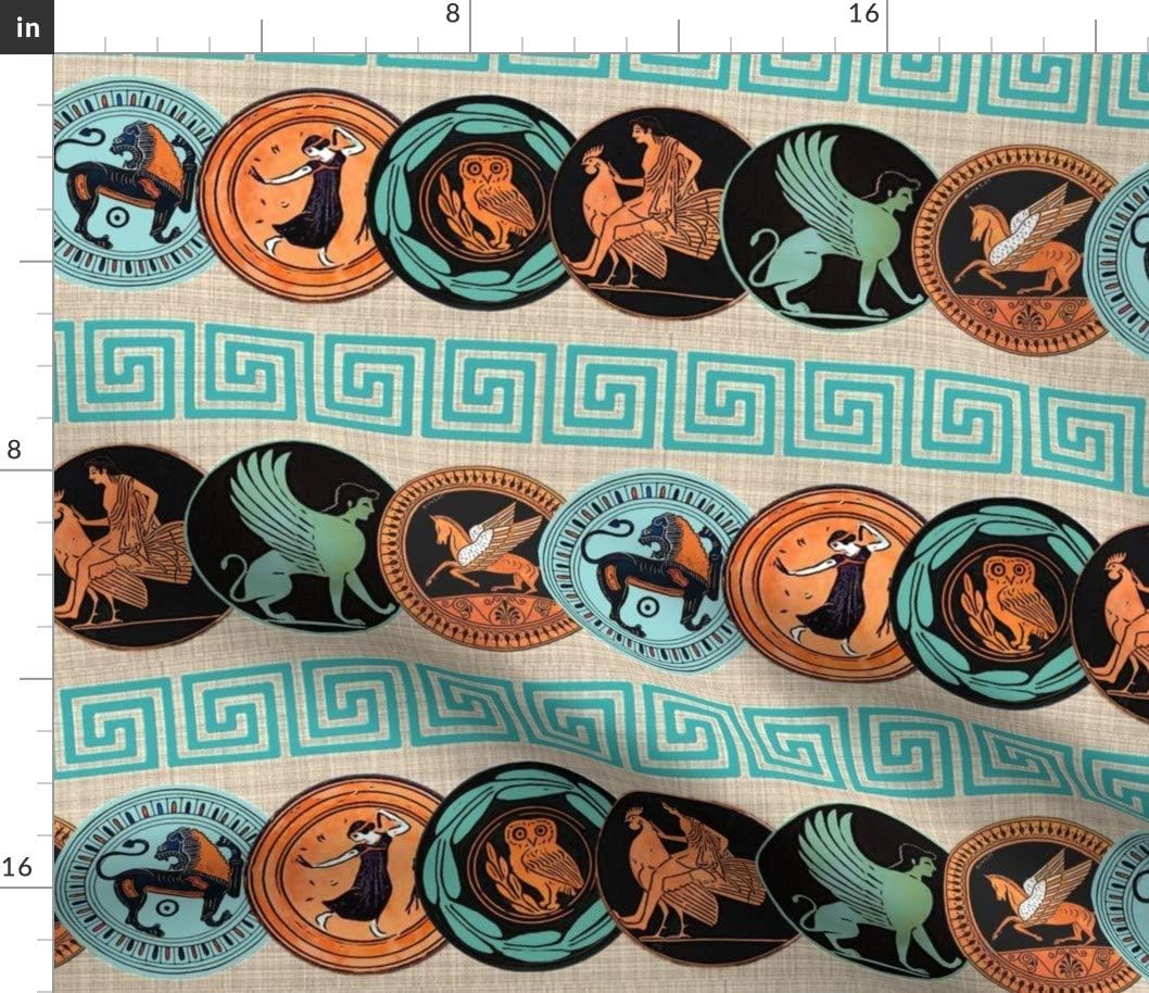 Spoonflower Fabric - Greek Ancient Art Printed on Cotton Poplin Fabric by The Yard - Sewing Shirting Quilting Dresses Apparel Crafts