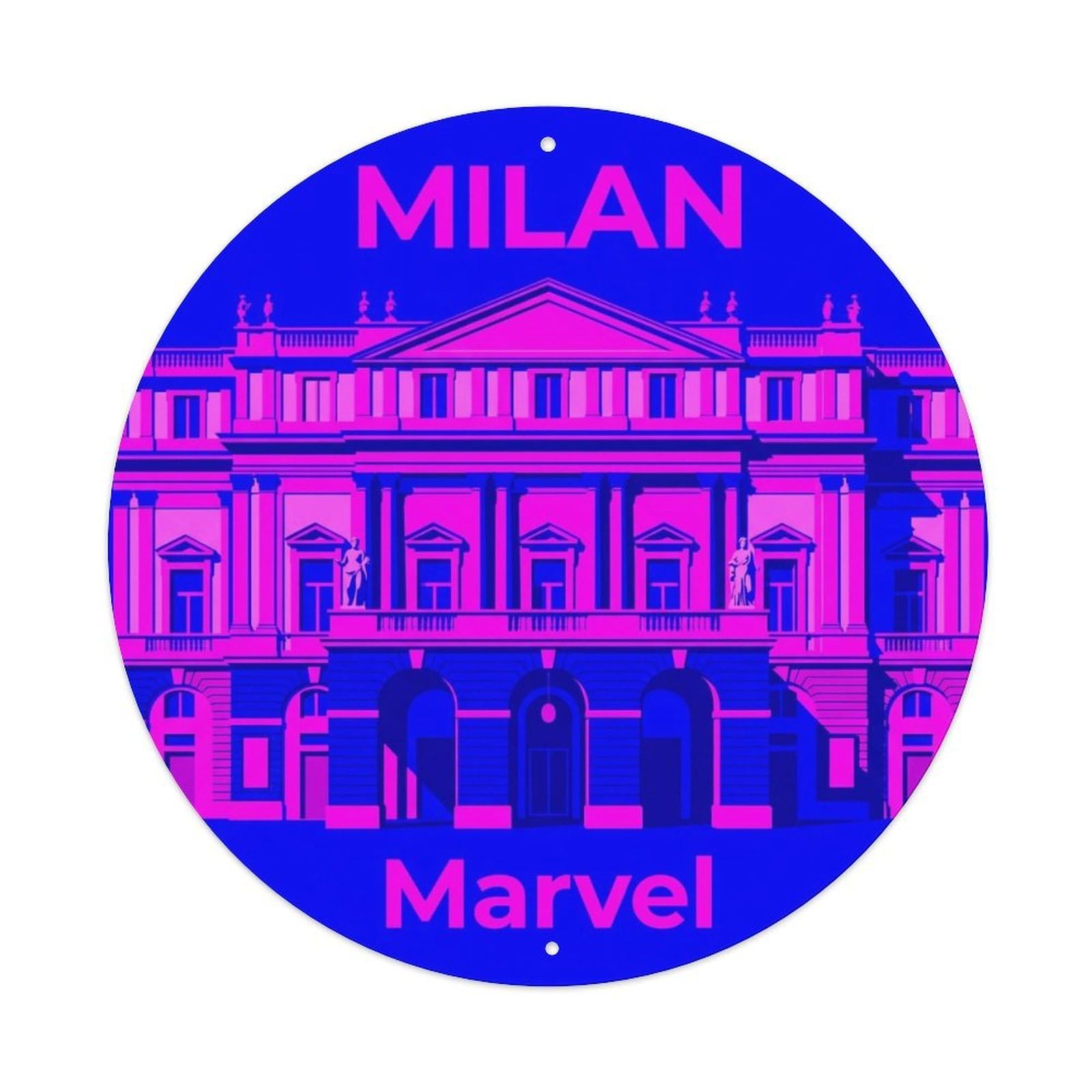 Vintage Travel Milan Italy Marvel Metal Tin Sign