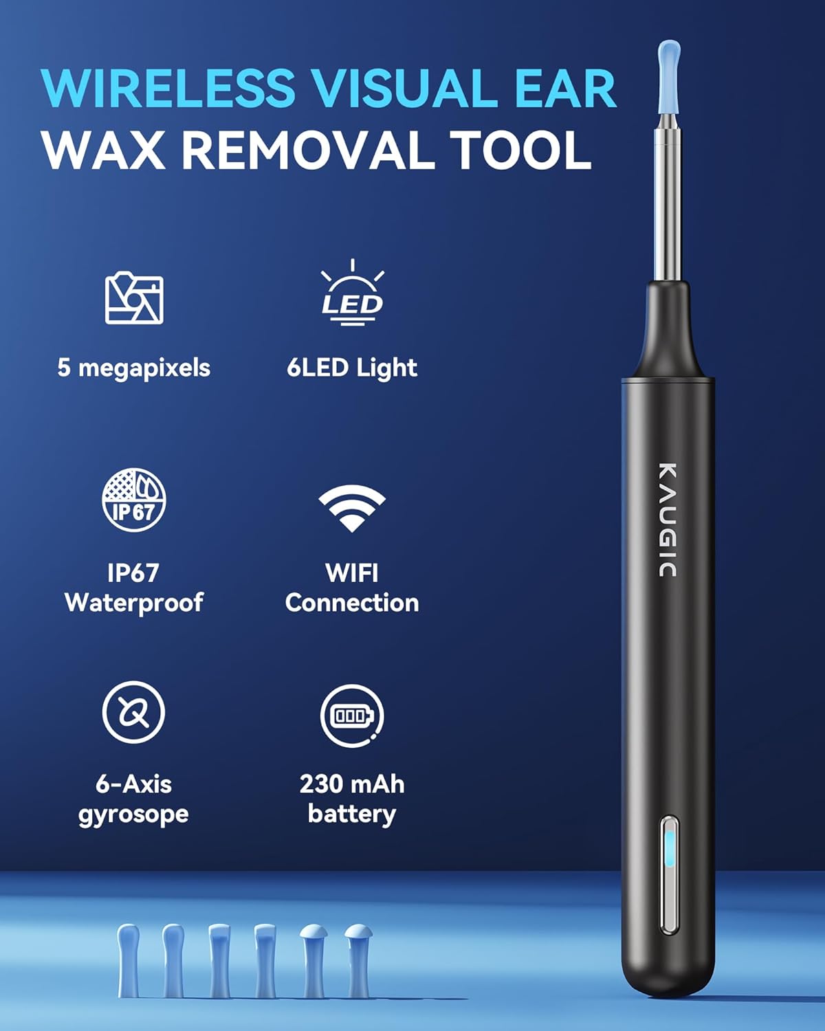 Electric Ear Wax Removal with 1080P Ear Camera, Water Powered Ear Cleaner with 4 Mode Settings, 10 Tips, Wireless Otoscope with 6 LED Lights, 8 PCS Earwax Removal Kit Set