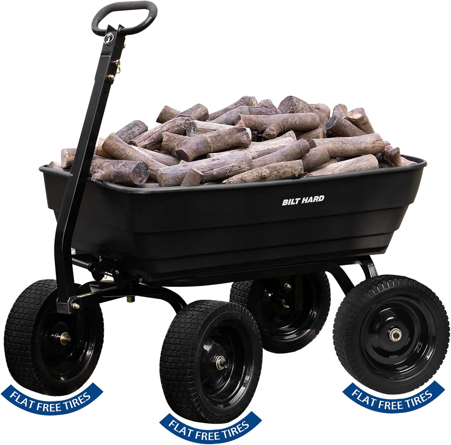 BILT HARD Poly Garden Dump Cart, 1200 lbs, 4-Wheel