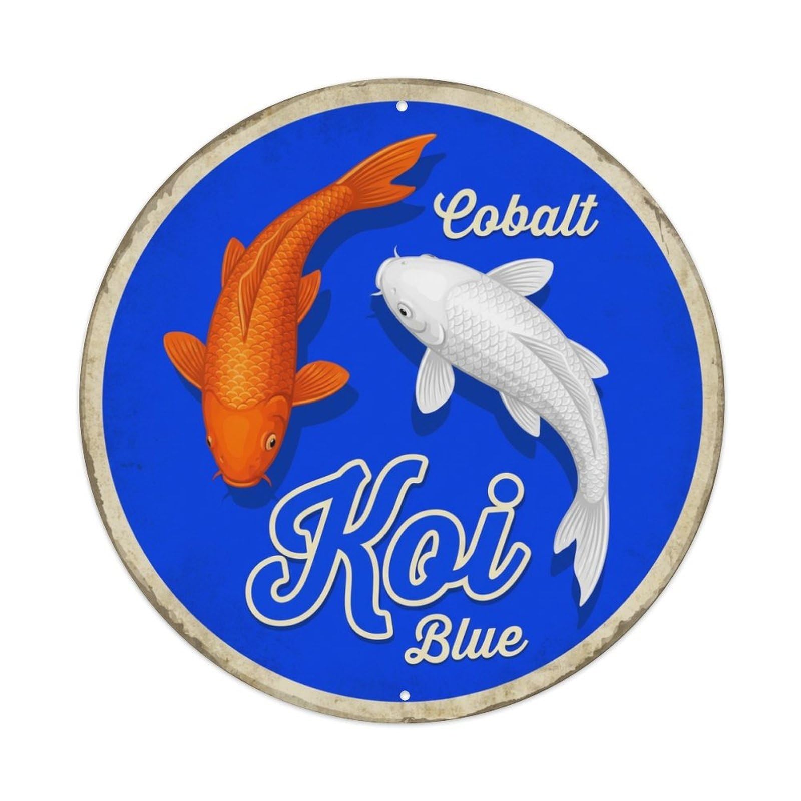 Koi Fish Cobalt Blue Waters Bright Intense Vibrant Bold Metal Tin Sign