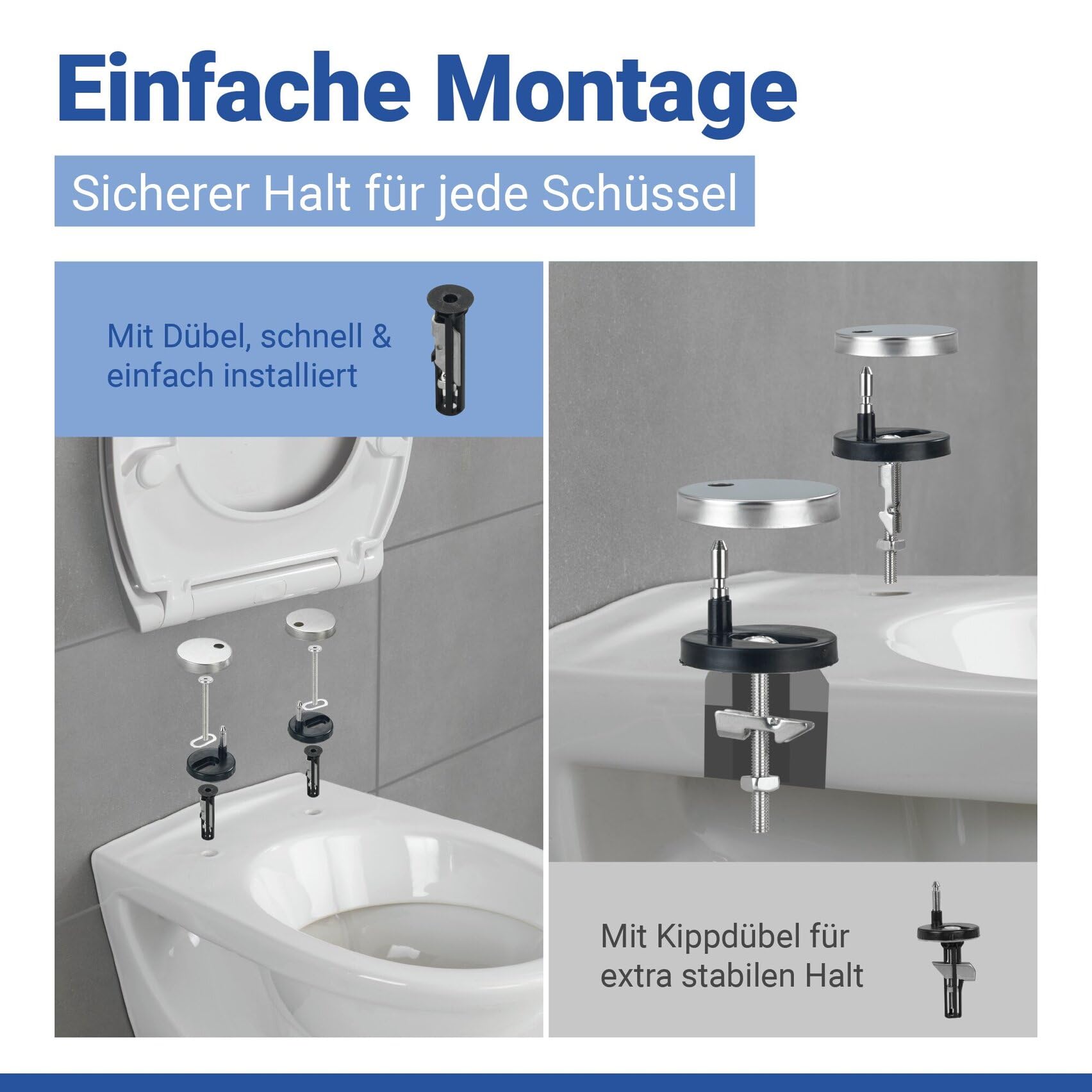 WENKO Toilettendeckel mit Absenkautomatik, hohe Belastbarkeit bis 350 kg, ovaler WC Sitz, abnehmbar, Klodeckel aus antibakteriellem, stabilem Duroplast, einfache Montage, Mod. Rieti, weiß