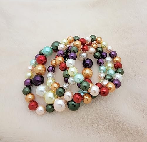 Miniatura 6 de Conjunto de 5 pulseras elásticas de perlas sintéticas para mujer