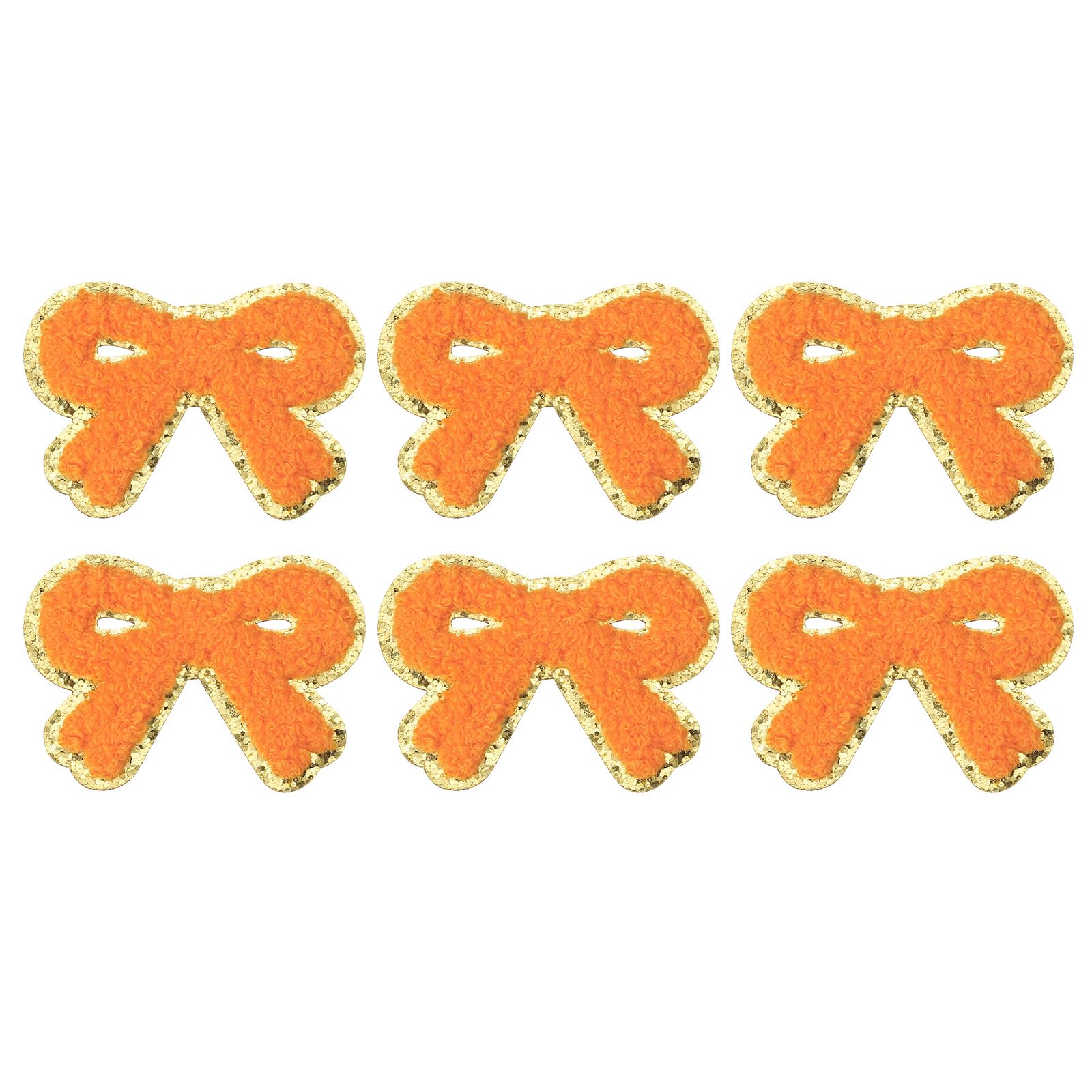 Parches de chenilla de moño PATIKIL, 6 piezas bordadas naranjas con borde dorado para coser