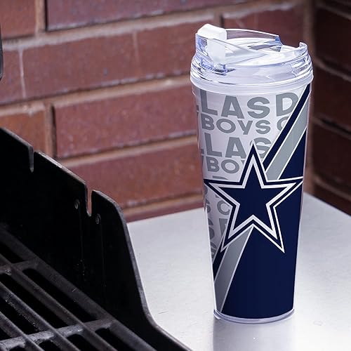 Miniatura 89 de Rico Industries NFL Football - Vaso de acrílico de 24 onzas con tapa con bisagras, vaso de doble pared con licencia oficial para fanáticos de la NFL