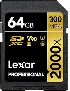 (64GB, 2000x Speed (300MB/s)) - Lexar Professional 64 GB Class 10 UHS-II 2000x Speed (300 MB/s) SDXC Flash Memory Card
