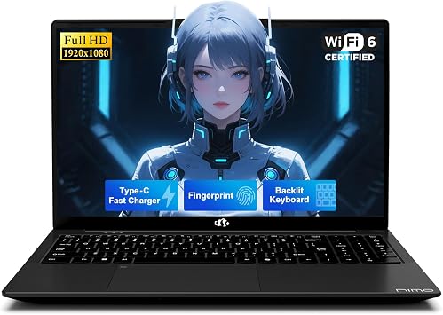 NIMO 15.6" IPS FHD-Student-Laptop, 16GB RAM 512GB SSD Intel N150Beat i3-10110U, Up to 3.6GHz Computer with 65W Type-C, Fingerprint, Backlit Keyboard, Wi-Fi 6, BT5.2, for Business and Home